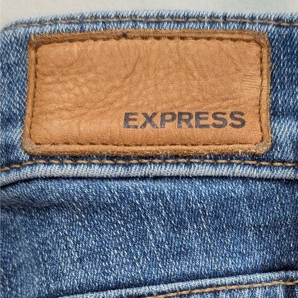 Express Skinny Ankle Jeans with Mid Rise Center Seam Slit Hem Medium Wash Size 6 - Picture 10 of 16